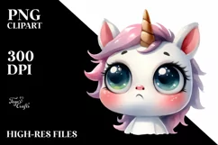 Watercolor Thoughtful Unicorn PNG Product Image 3