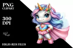 Pastel Unicorn Hero | Sublimation Clipart Product Image 1