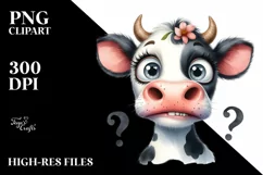 Funny Cow Portrait Clipart PNG Product Image 3