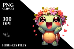 Cute Cartoon Turtle Wearing Flower Crown Product Image 2