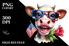 Watercolor Cow Portrait with es &amp; Excitement | Clipart Product Image 3