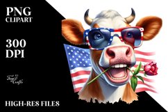 Watercolor Cow Portrait with es &amp; Excitement | Clipart Product Image 3