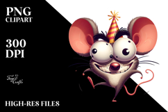 Sassy Mouse with Party Hat, PNG Product Image 2
