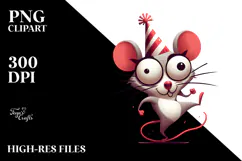 Sassy Mouse with Party Hat, PNG Product Image 2