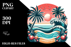 Retro Tropical Beach Waves PNG Product Image 2