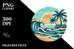 Retro Tropical Beach Waves, 20 oz Tumbler Product Image 2