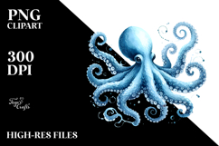 Octopus Blue Toile PNG Product Image 2