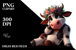 Playful Cartoon Cow PNG Product Image 2