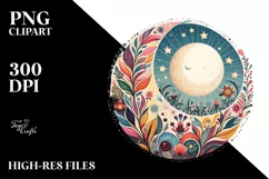 Vintage Half Moon Clipart PNG Product Image 1
