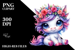 Cute Vibrant Baby Unicorn PNG Product Image 2
