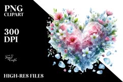 Icy Spring Flower Heart Watercolor PNG Product Image 2