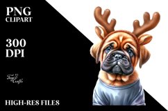 Cool Mastiff with Reindeer Horns PNG Product Image 3