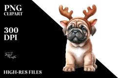 Cool Mastiff with Reindeer Horns PNG Product Image 1