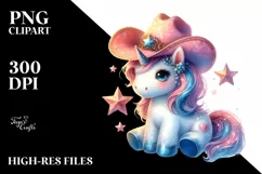 Unicorn with Cowboy Hat | Cowboy | Clipart Product Image 3
