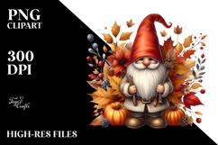 Detailed Watercolor Autumn Gnome, PNG Product Image 2