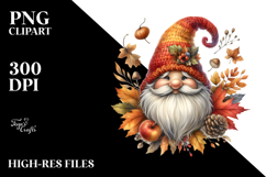 Detailed Whimsical Watercolor Autumn Gnome PNG Product Image 2