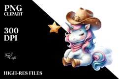 Inspired Cowboy Unicorn Clipart Product Image 3