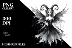Washed Watercolor Gothic Fairy, High-Res PNG Product Image 3