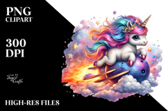 colorful Baby Unicorn Riding Comet Product Image 2