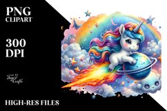 colorful Baby Unicorn Riding Comet Product Image 1