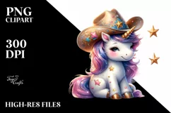 Unicorn with Cowboy Hat | Cowboy | Clipart Product Image 1