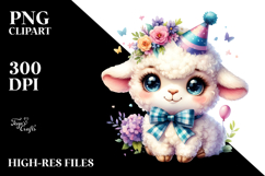 Vibrant Baby Lamb with Party Hat PNG Product Image 2