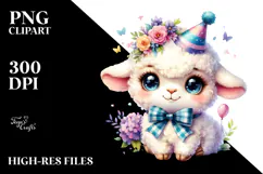 Vibrant Baby Lamb with Party Hat PNG Product Image 2