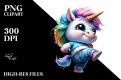 Cute Baby Unicorn Dancing PNG Product Image 1