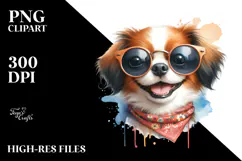 Funny Dog with Funny Sunglasses PNG Product Image 2