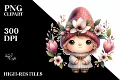Colorful Gnome Flowers Magnolia Sublimation Clipart Product Image 1
