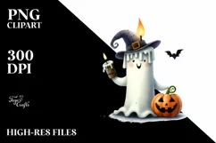 Funny Watercolor Halloween Candle | Sublimation Clipart Product Image 1
