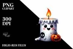 Funny Watercolor Halloween Candle | Sublimation Clipart Product Image 3
