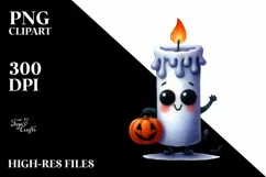 Funny Watercolor Halloween Candle | Sublimation Clipart Product Image 3