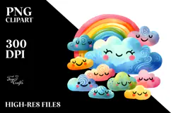 Watercolor Colorful Cloud PNG Product Image 2