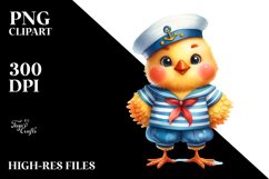 Colorful Funny Chicken in Sailor Suit | Clipart Product Image 1