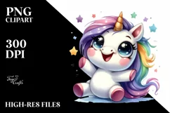 Watercolor Happy Unicorn PNG Product Image 3