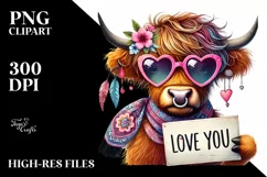 Highland Calf, Love You PNG Product Image 2