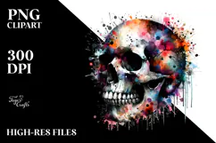 Colorful Grungy Skull PNG Product Image 2