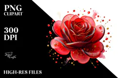 Red Rose Watercolor Splash PNG Product Image 2
