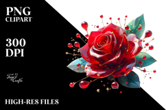 Red Rose Watercolor Splash PNG Product Image 2