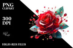 Red Rose Watercolor Splash PNG Product Image 2
