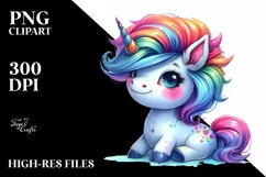 Vibrant Cute Unicorn Clipart PNG Product Image 3