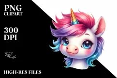 Vibrant Cute Unicorn Clipart PNG Product Image 1