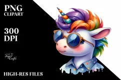 Vibrant Cute Unicorn Clipart PNG Product Image 1
