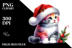 Vibrant Cat with Santa Hat, High-Res PNG Product Image 2
