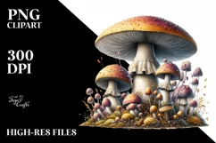 Detailed Mushroom Watercolor Splash PNG Product Image 1