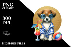 Cute Puppy in Beachwear PNG Product Image 2