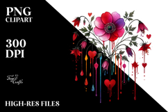 Colorful Flower with Blood and Hearts PNG Product Image 2