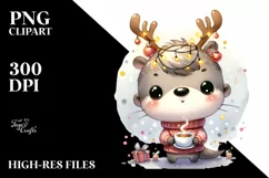 Crazy Otter with Reindeer Horns PNG Product Image 3
