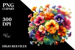 Vibrant Colorful Bouquet Nasturtium Clipart Product Image 1